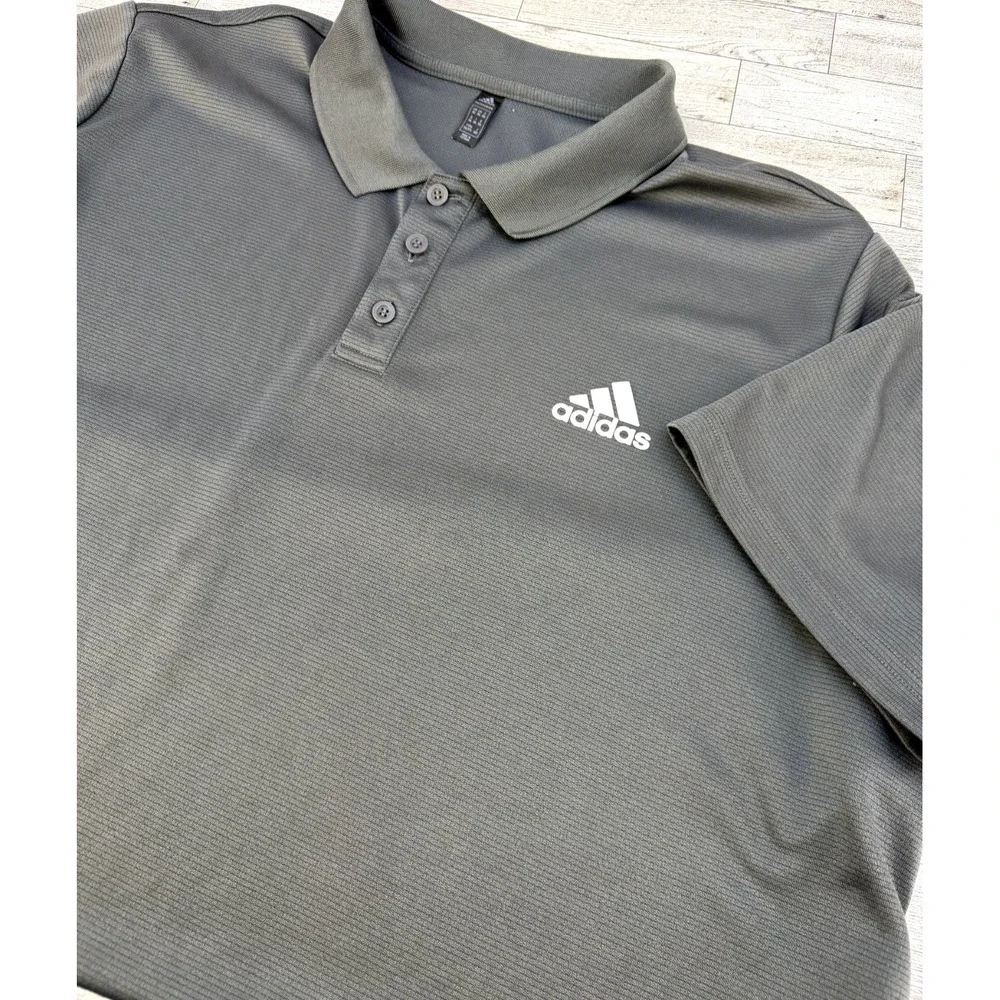 Adidas Prime Green Golf‎ Polo Shirt Mens Golf Shirt Casual Gray XXL 2XL